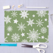 GROEN MET WITTE WINTERSNOWFLAKS TISSUEPAPIER (Craft)