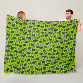 GROEN MET ZWARTE HALLOWEEN SPINNEN KATTEN VLEERMUI FLEECE DEKEN