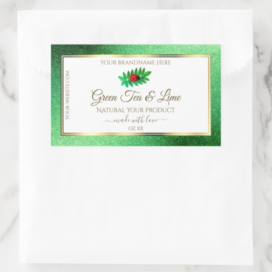 Groen metaal Glitter White Product Label Ladybug (Tas)