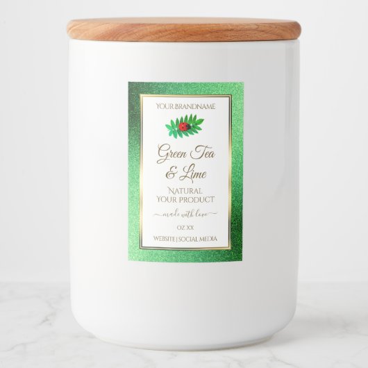 Groen metaal Glitter White Product Label Ladybug Voedselcontainer Etiket (Voorkant)