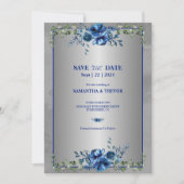 Groen & Metallic Goud Blooms: Save The Date Kaart (Voorkant)