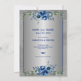 Groen & Metallic Goud Blooms: Save The Date Kaart