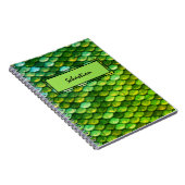 Groen Metallic Reptilian Scales Aangepast Hoesje Notitieboek (Rechterzijde)