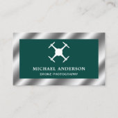 Groen Metallic Staal Moderne Drone Fotografie Visitekaartje (Voorkant)