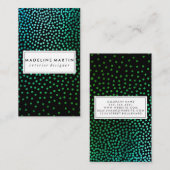 Groen metallisch gevlochten patroon visitekaartje (Voorkant / Achterkant)