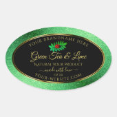 Groen metallisch glitter zwart etiket laebug (Voorkant)