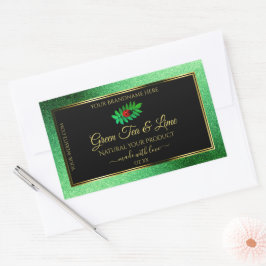 Groen metallisch glitter zwart etiket laebug