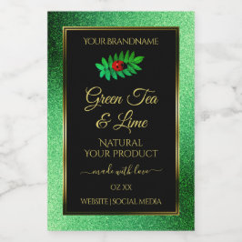 Groen metallisch glitter zwart etiket laebug