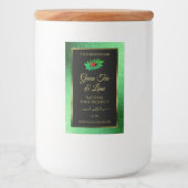 Groen metallisch glitter zwart etiket laebug (Voorkant)