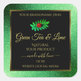 Groen metallisch glitter zwart etiket laebug