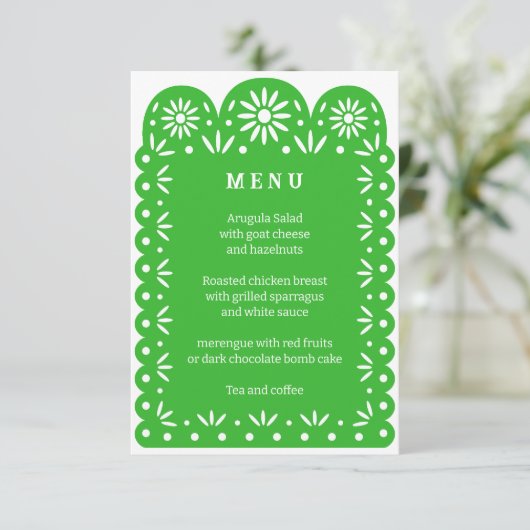 GROEN MEXICAANS PAPEL PICADO menu (Staand voorkant)