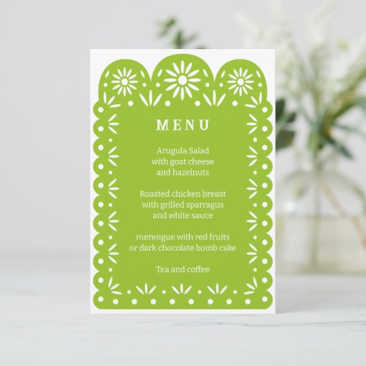 GROEN MEXICAANS PAPEL PICADO menu (Staand voorkant)