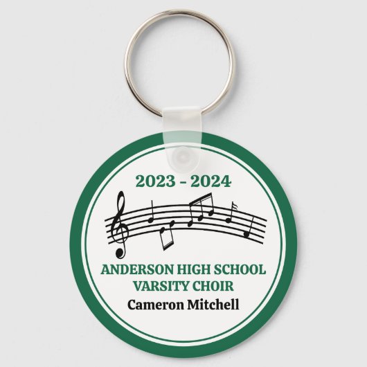Groen middelbaar schoolkoor gepersonaliseerd sleutelhanger (Voorkant)