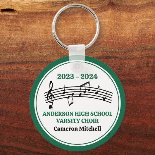 Groen middelbaar schoolkoor gepersonaliseerd sleutelhanger (Voorkant)