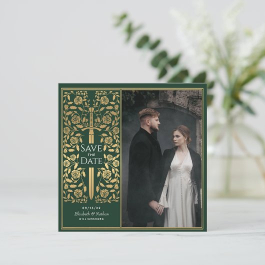 Groen middeleeuws zwaard sparen de Foto van de Dat Kaart (Staand voorkant)