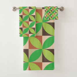 Groen Midden Eeuw Modern Geometrisch patroon Bad Handdoek