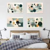 Groen midden eeuw muurkunst sets (Slaapkamer)