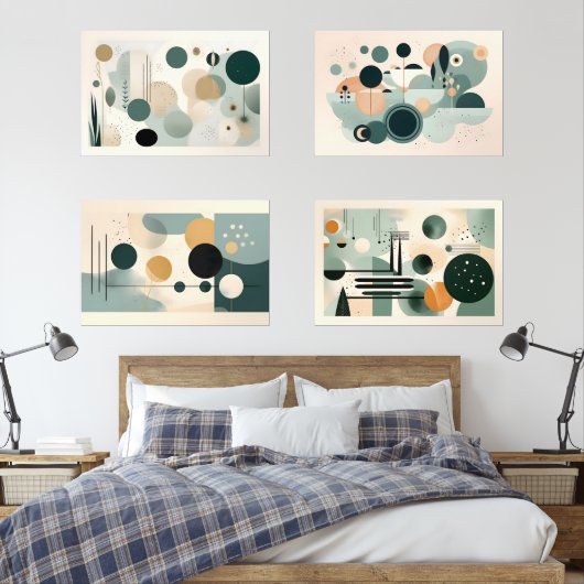 Groen midden eeuw muurkunst sets (Slaapkamer)