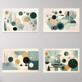 Groen midden eeuw muurkunst sets (Voorkant)