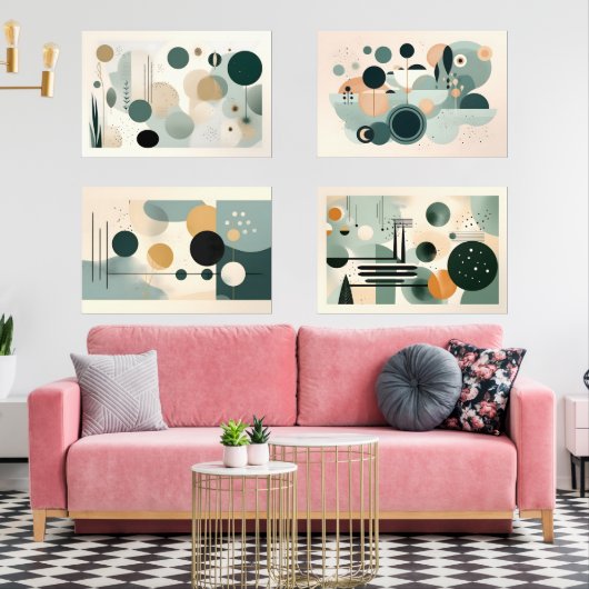 Groen midden eeuw muurkunst sets (Woonkamer)