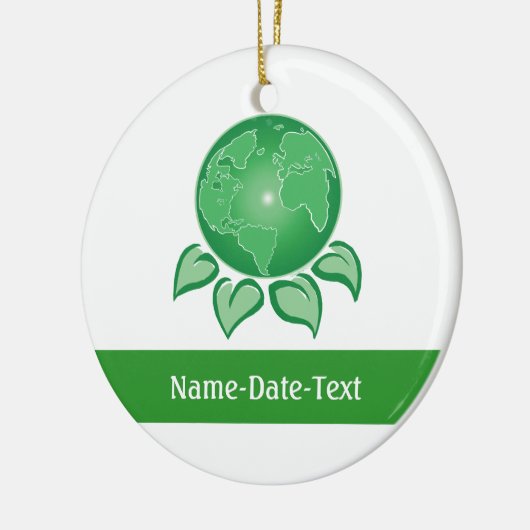 Groen, milieuvriendelijk keramisch ornament (Links)