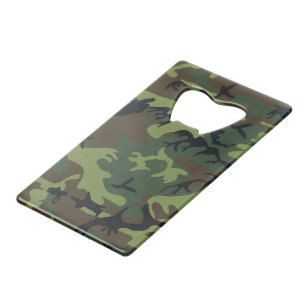Groen militair bos camouflagepatroon creditkaart flessenopener