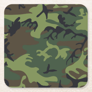 Groen militair bos camouflagepatroon kartonnen onderzetters