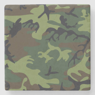 Groen militair bos camouflagepatroon stenen onderzetter