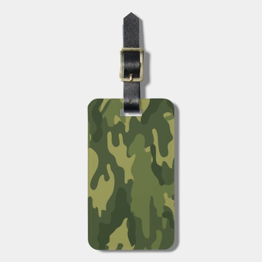 Groen militair Camo Patroon met naam en adres Bagagelabel (Voorkant verticaal)