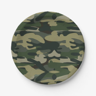 Groen militair Camouflage Patroon Papieren Bordje