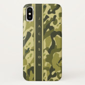Groen militair camouflagepatroon met naam Case-Mate iPhone case (Achterkant)
