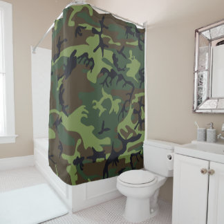 Groen militair camouflagepatroon voor bosgebieden douchegordijn