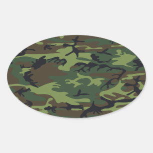 Groen militair camouflagepatroon voor bosgebieden ovale sticker