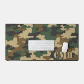 Groen Militair Retro Camouflage Stencil Monogram Bureaumat (Keyboard & Muis)