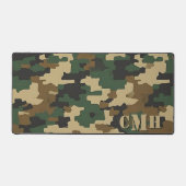 Groen Militair Retro Camouflage Stencil Monogram Bureaumat (Voorkant)