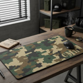 Groen Militair Retro Camouflage Stencil Monogram Bureaumat