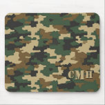 Groen Militair Retro Camouflage Stencil Monogram Muismat<br><div class="desc">Breng een tactische en gepersonaliseerde rand naar uw werkruimte met deze aangepaste camouflage muismat. Perfect voor gamers, militairen en buitenliefhebbers, deze mousepad heeft een klassiek retro camo-patroon in groen, bruin en zwart. De duurzame, antislip rubberen basis en het gladde stofoppervlak bieden een superieure trackingervaring voor uw muis en een comfortabele...</div>