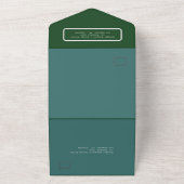 Groen minimaal fancy paar foto monogram all in one uitnodiging (Buitenkant)