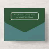 Groen minimaal fancy paar foto monogram all in one uitnodiging (Achterkant)