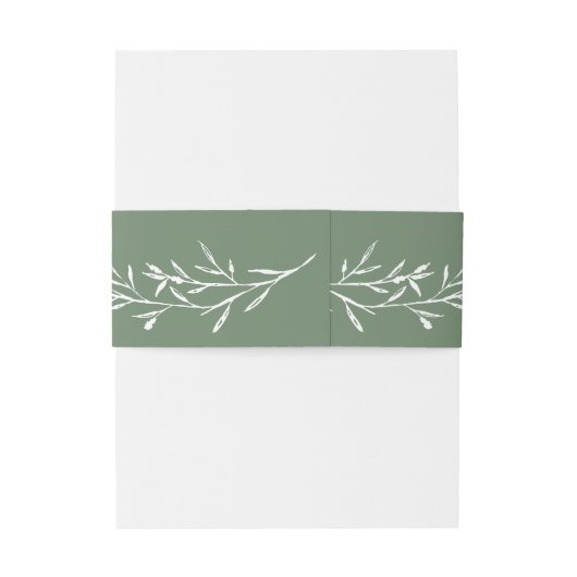 Groen Minimalistisch Boho Botanisch Script Monogra Uitnodigingen Wikkel (Achterkant Voorbeeld)