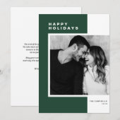 Groen minimalistisch kleurenblok Prettige feestdag Feestdagenkaart (Voorkant / Achterkant)