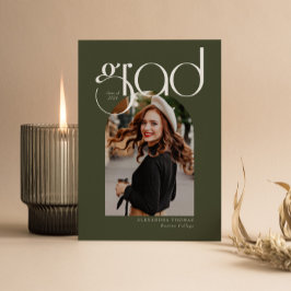 Groen minimalistisch modern 5 boog foto Afstuderen Kaart