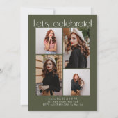 Groen minimalistisch modern 5 boog foto Afstuderen Kaart (Achterkant)