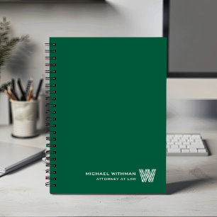 GROEN Minimalistisch Monogram Initiaal ZAKELIJK BE Notitieboek