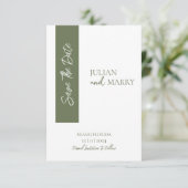 GROEN Minimalistisch Save The Date (Staand voorkant)