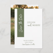 GROEN Minimalistisch Save The Date (Voorkant / Achterkant)