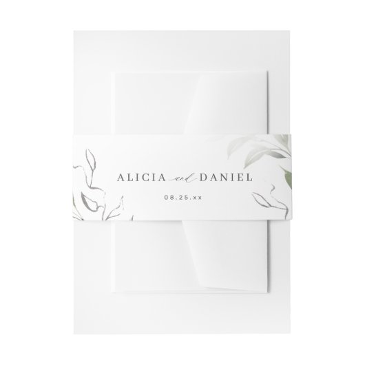 Groen minimalistisch script bruiloft uitnodiging uitnodigingen wikkel (Voorkant Voorbeeld)