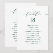 Groen Minimalistisch Script Zitschema Tafelnummer (Voorkant / Achterkant)