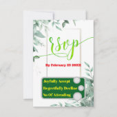 Groen Minimalistische Aangepaste Foto Huwelijk RSV RSVP Kaartje (Voorkant)