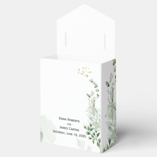 Groen minimalistische bruiloft gunst dozen bedankdoosjes (Geopend)